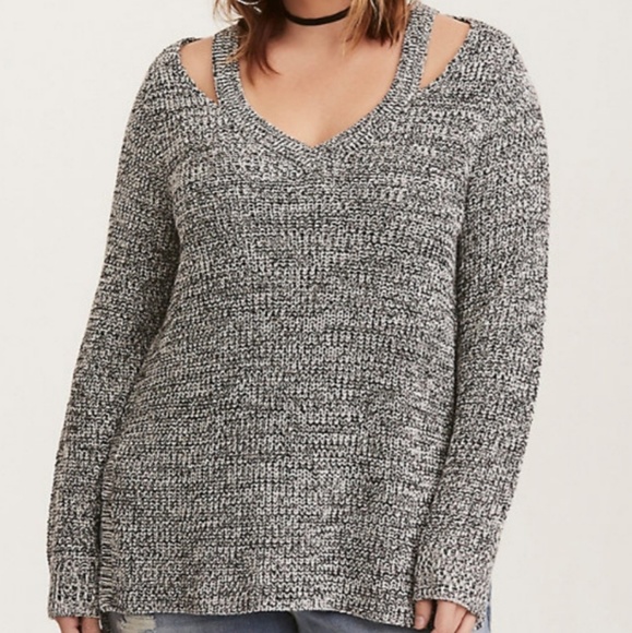 torrid Sweaters - Torrid Marled Knit Split Sweater Size 2